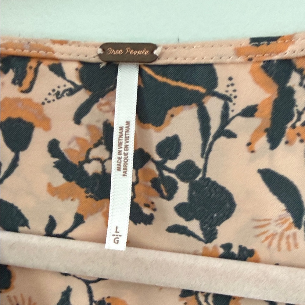 Free People Floral Wrap Blouse - Orange and Black - Picture 7 of 7